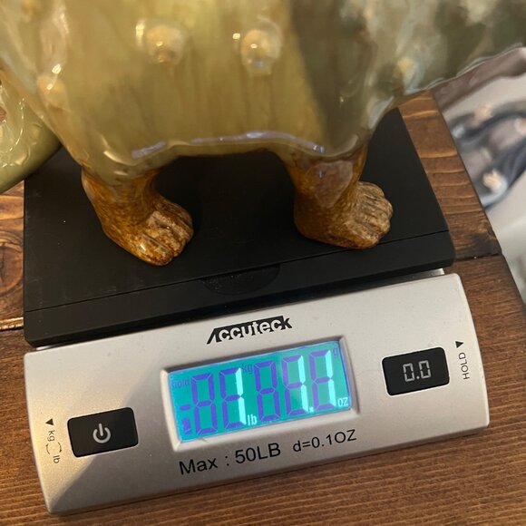 Ceramic Dinosaur Animal Planter Drip Glaze Glossy Finish Green Brown - Picture 8 of 8